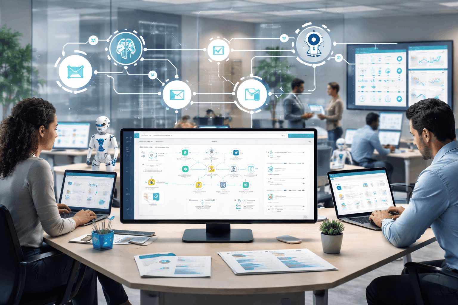 Hyperautomation system in 2026 combining AI, RPA, and workflow tools for mid-market business process automation
