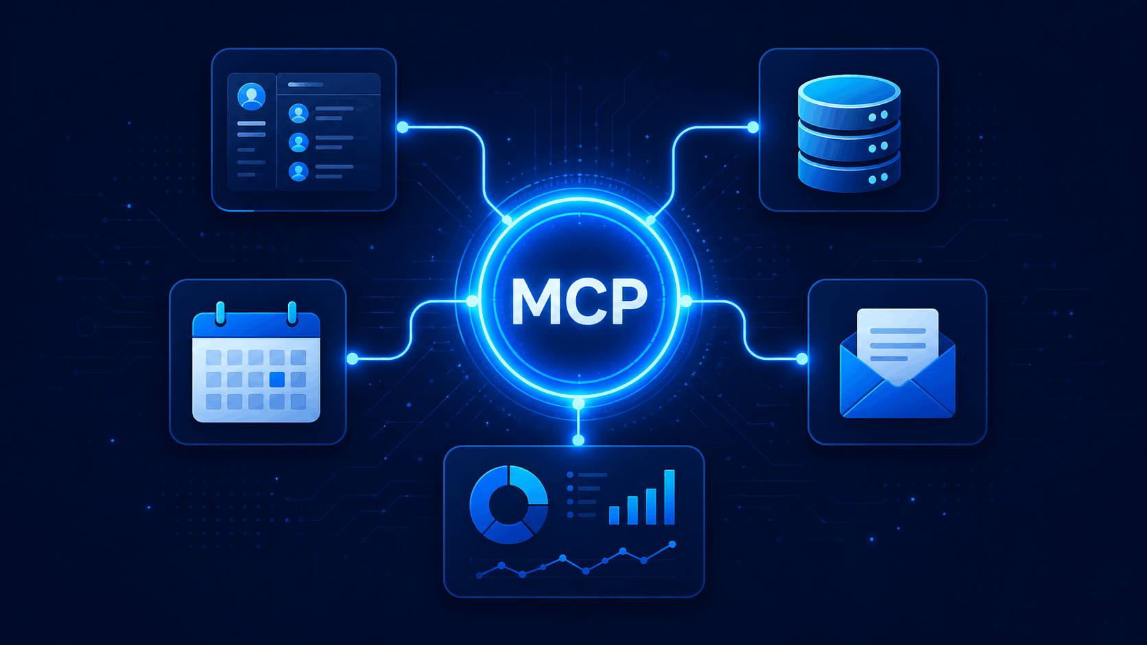 MCP server connecting AI tools with CRM, ERP, databases, and business systems for enterprise AI integration